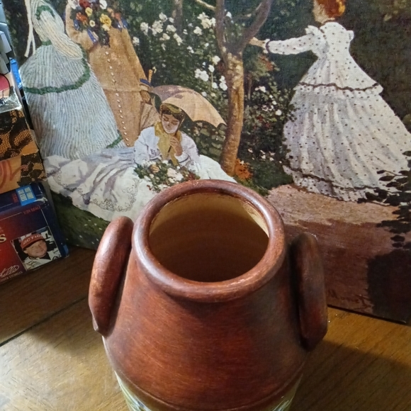 Pier 1 Decorative Hand Painted Clay Vase🍐🍋Size 6"×9" Fruit &Floral Pottery🍍🍒 - Picture 12 of 16